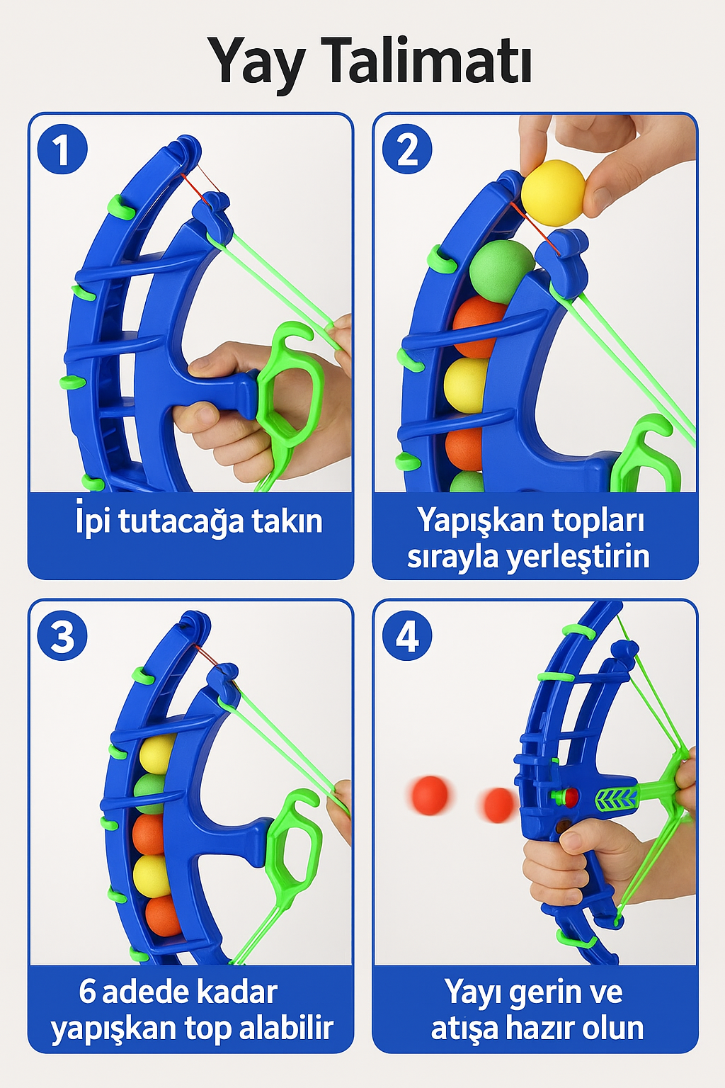 Minikko Yumuşak Toplu Oyuncak Yay Seti 6’lı Güvenli Hedef Atış Oyunu